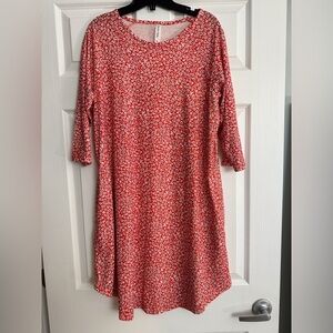 Tickled Teal Red and White Floral Dress